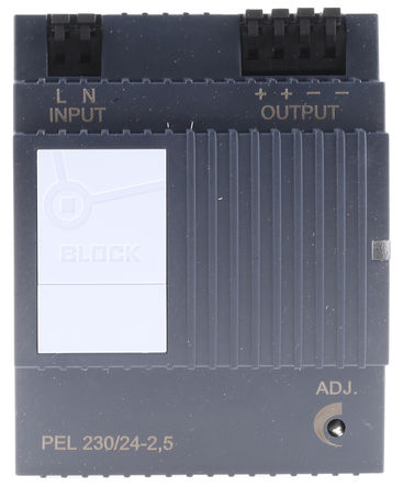Block - PEL 230/24-2,5 - Block 2 ģʽ DIN 尲װԴ PEL 230/24-2,5, 88%Ч, 264V ac, 2.5A, 26.4V dc		
