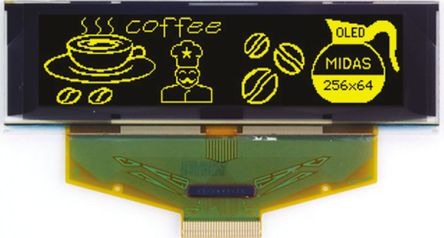 Midas - MCOT256064AA-YM - Midas 2.80in ɫ Դ OLED ʾ MCOT256064AA-YM, 256 x 64, TAB, I2CƽУSPIӿ		