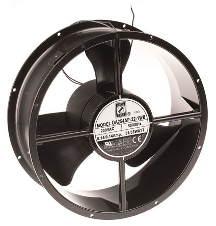 RS Pro - OA254AP-22-1WB - RS Pro OA254 ϵ 35W 230 V   OA254AP-22-1WB, 929m3/h, 1650rpm, 254 (Dia.) x 88.9mm		