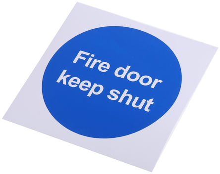 Signs & Labels - FR07002S - Signs & Labels FR07002S 乙烯基 蓝色/白色 英语 消防安全标志 “Fire Door - Keep Shut“, 100 x 100mm		
