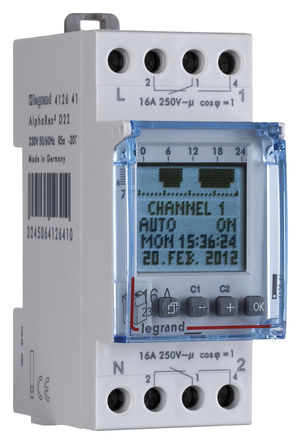 Legrand - 412641 - Legrand 2ͨ DIN 쿪 412641, ʱ֣λ, 230 V Դ		