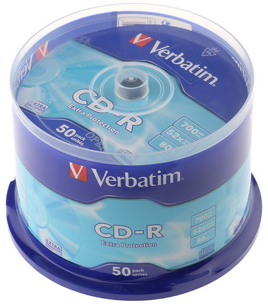 Verbatim - 43351 - Verbatim 700 MB 52X CD 盘, CD-R, 50 件装		