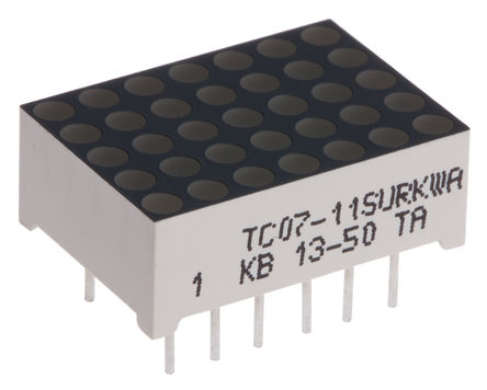 Kingbright - TC07-11SURKWA - Kingbright TC07 ϵ 1ַ  7 x 5 ɫ LED ʾ TC07-11SURKWA, 90 mcd, 17.6mmַ, ͨװװ		