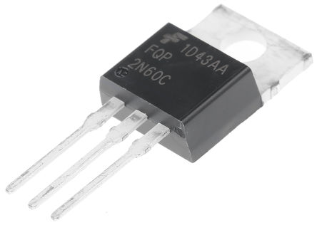 Fairchild Semiconductor - FQP2N60C - Fairchild Semiconductor QFET ϵ N Si MOSFET FQP2N60C, 2 A, Vds=600 V, 3 TO-220ABװ		