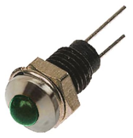 Bulgin - DX1118/GN - Bulgin DX1118/GN 4 mm ͹ ɫ LED ָʾ, ߽Ӷ, 6.1mmװ׳ߴ, 2.1 V		