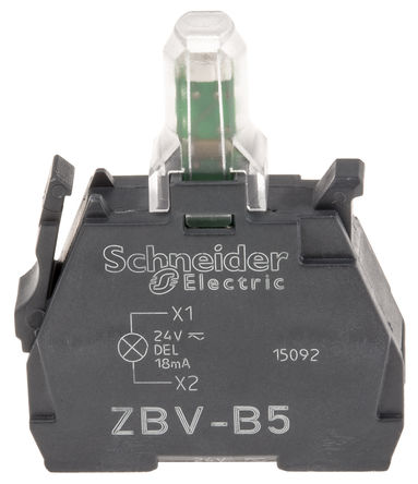 Schneider Electric - ZBVB5 - Schneider Electric XB4 XB5 ϵ  ZBVB5, 24 V, ɫ LED, ݶӶ		