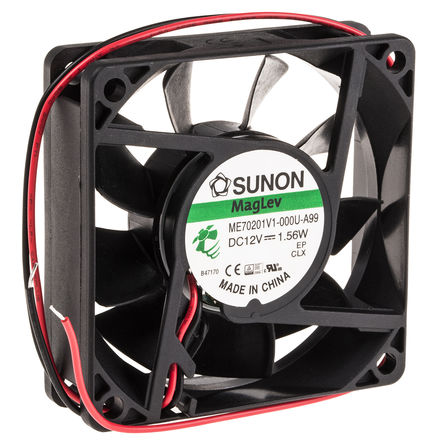 Sunon - ME70201V1-000U-A99 - Sunon ME ϵ 1.56W 12 V ֱ  ME70201V1-000U-A99, 49.3m3/h, 3200rpm, 70 x 70 x 20mm		