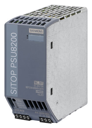 Siemens - 6EP3334-8SB00-0AY0 - Siemens 240W DIN 导轨和面板安装电源 6EP3334-8SB00-0AY0, 94%效能, 132V ac输入, 0 → 10A输出, 24V dc输出 24V dc/		