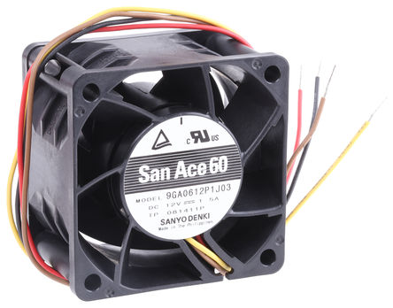 Sanyo Denki - 9GA0612P1J03 - Sanyo Denki GA ϵ 18W 12 V ֱ  9GA0612P1J03, 105m3/h, 17500rpm, 60 x 60 x 38mm		