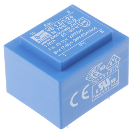 Block - VB 1,5/1/24 - Block ͨ PCB ѹ VB 1,5/1/24, 230V acѹ, 24V acμѹ, 1.5VA, 50  60 HzΧ		