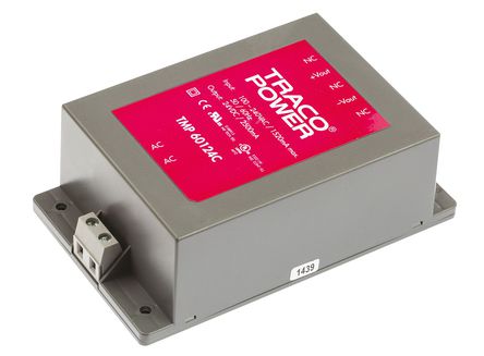 TRACOPOWER - TMP 60124C - TRACOPOWER 60W  ǶʽģʽԴ SMPS TMP 60124C, 120  370 V dc, 85  264 V ac, 24V dc, 2.5A, 84%Ч		
