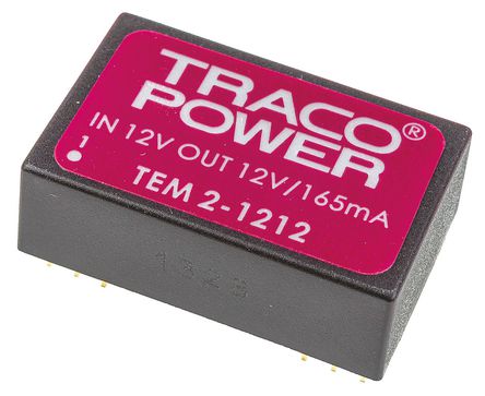 TRACOPOWER - TEM 2-1212 - TRACOPOWER TEM 2 ϵ 2W ʽֱ-ֱת TEM 2-1212, 10.8  13.2 V ֱ, 12V dc, 165mA, 1kV dcѹ, 56%Ч		