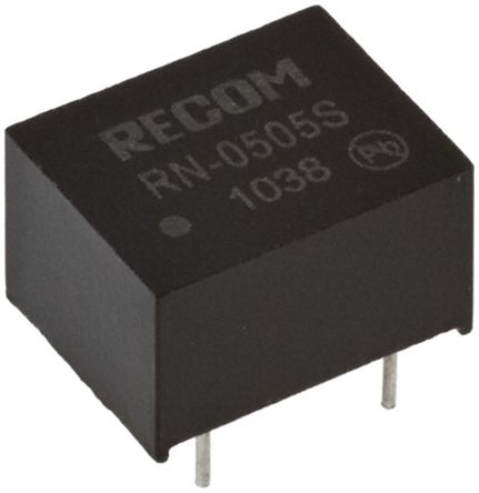 Recom - RN-0512S - Recom RN ϵ 1.25W ʽֱ-ֱת RN-0512S, 12V dc, 104mA, 1kV dcѹ, 79  82%Ч, DIPװ		