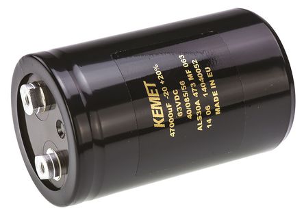 KEMET - ALS30A473MF063 - KEMET ALS30 ϵ 63 V ֱ 47000F ̰װ  ALS30A473MF063, 20%ݲ, 8m(ֵ), +85C,  - ݶ߶ӣװ		