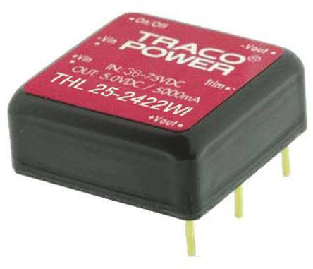 TRACOPOWER - THL 25-2413WI - TRACOPOWER THL 25WI ϵ 25W ʽֱ-ֱת THL 25-2413WI, 9  36 V ֱ, 15V dc, 1.67A, 1.5kV dcѹ, 90%Ч		