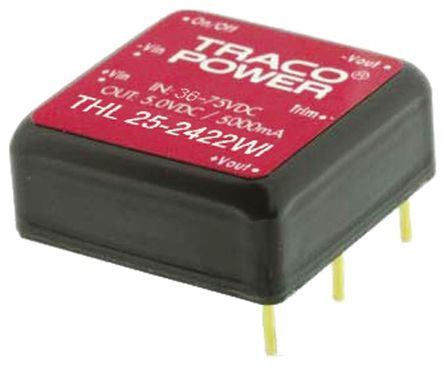 TRACOPOWER - THL 25-4812WI - TRACOPOWER THL 25WI ϵ 25W ʽֱ-ֱת THL 25-4812WI, 18  75 V ֱ, 12V dc, 2.09A, 1.5kV dcѹ, 90%Ч		
