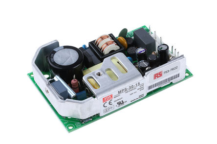 Mean Well - MPS-30-15 - Mean Well 30W  ǶʽģʽԴ SMPS MPS-30-15, 120 to 370 V dc, 88 to 264 V ac, 15V dc, 2A, 76%Ч, ʽװ		