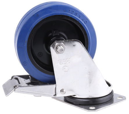 LAG - 31128BFR - LAG 125mm直径 旋转脚轮 31128BFR, 180kg负载, 橡胶轮胎, 聚酰胺轮毂		