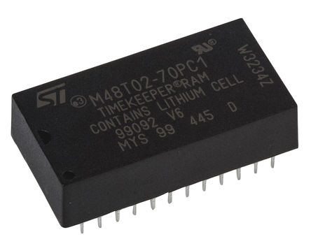 STMicroelectronics - M48T02-70PC1 - M48T02-70PC1, 16kbit NVRAM + RTC, 4.75  5.5 V, 0  +70 C, 24 PCDIPװ		
