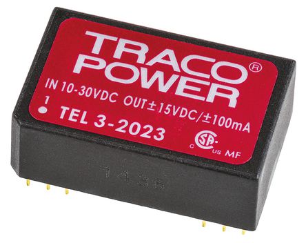 TRACOPOWER - TEL 3-2023 - TRACOPOWER TEL 3 ϵ 3W ʽֱ-ֱת TEL 3-2023, 10  30 V ֱ, 15V dc, 100mA, 1.5kV dcѹ, 80%Ч		