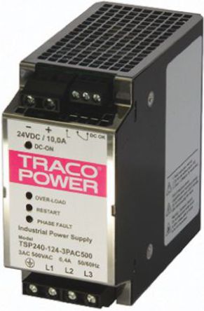 TRACOPOWER - TSP240-124-3PAC500 - TRACOPOWER 240W ģʽ DIN 尲װԴ TSP240-124-3PAC500, 92%Ч, 550V ac, 10A, 24V dc 24V dc/		