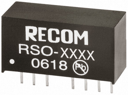 Recom - RSO-0512D - Recom RSO ϵ 1W ʽֱ-ֱת RSO-0512D, 4.5  9 V ֱ, 12V dc, 42mA, 500V acѹ, SIPװ		