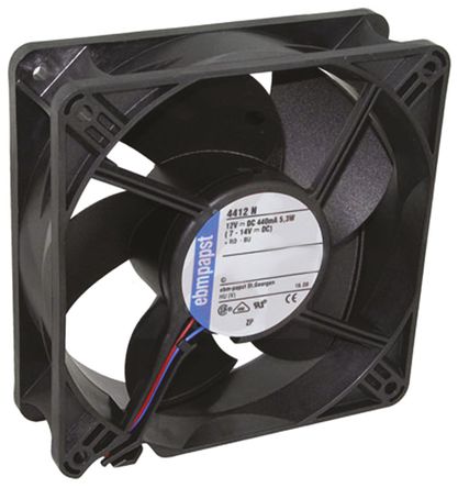 ebm-papst - 4412N - ebm-papst 4400 ϵ 5.5W 12 V ֱ  4412N, 205m3/h, 3650rpm, 119 x 119 x 38mm		