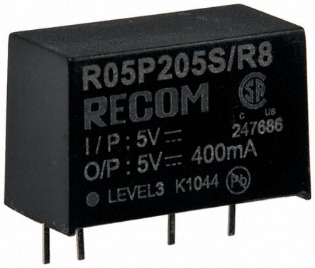 Recom - R05P212S/R8 - Recom 2W ʽֱ-ֱת R05P212S/R8, 4.5  5.5 V ֱ, 12V dc, 167mA, 8kV dcѹ, 80  87%Ч, SIP 7װ		