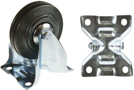 Tente - 3478PVR200P63PAF - Blk rubber tyre fixed castor,200mm 205kg		