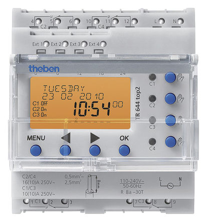 Theben / Timeguard - TR 644 top2 RC - Theben / Timeguard 4ͨ DIN 쿪 TR 644 top2 RC, Сʱλ, 110  240 V Դ		