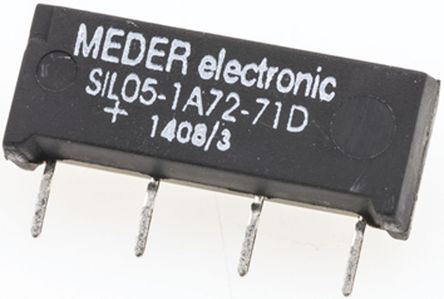 Meder - SIL05-1A72-71D - Meder SIL05-1A72-71D 单极常开 簧片继电器, 5V dc, 19.8 x 5.08 x 7.8mm		