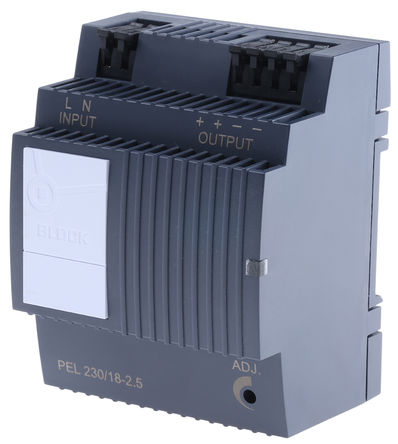 Block - PEL 230/18-2,5 - Block 2 ģʽ DIN 尲װԴ PEL 230/18-2,5, 83%Ч, 264V ac, 2.5A, 28V dc 18V dc/		