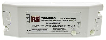 Mean Well - PLC-60-12RS - Mean Well LED  PLC-60-12RS, 127  370 V ֱ90  264 V , 12V, 5A, 60W		