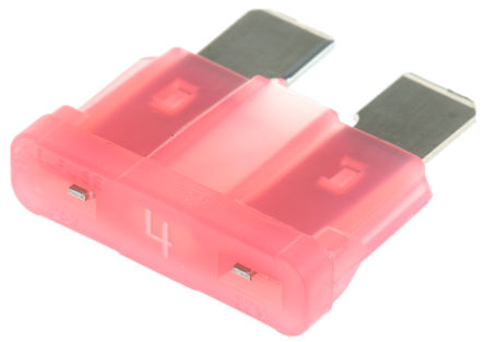 Littelfuse - 0287004.PXCN - Littlefuse 4A 粉红色 车用插片式熔断器 0287004.PXCN, 32V dc, 19.1mm x 5.1mm x 12.3mm		