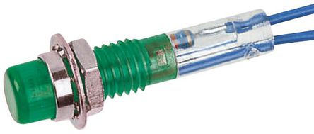 CAMDENBOSS - IND515205-125-T/GRN - CAMDENBOSS IND515205-125-T/GRN 7.5 mm ͹ ɫ neon ָʾ, ߽Ӷ, 6.4mmװ׳ߴ, 125 V		