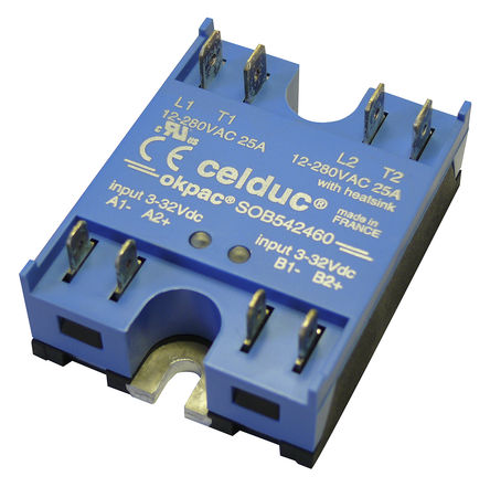 Celduc - SOB542460 - Celduc 2 x 25 A 尲װ ̵̬ SOB542460, բ, 㽻л, 280 V 		