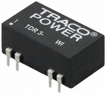 TRACOPOWER - TDR 3-2411WI - TRACOPOWER TDR 3WI ϵ 3W ʽֱ-ֱת TDR 3-2411WI, 9  36 V ֱ, 5V dc, 600mA, 1.5kV dcѹ, 80%Ч		