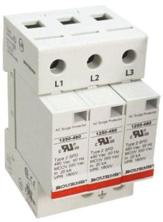 Bourns - 1250-3S-480 - Bourns 1250 ϵ 600 V  50kA 3  1250-3S-480, DIN 찲װ, 54 x 67 x 90mm		