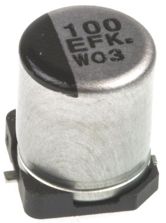 Panasonic - EEEFK1E101XP - Panasonic FK SMD ϵ 25 V ֱ 100F SMD  EEEFK1E101XP, 20%ݲ, +105C		