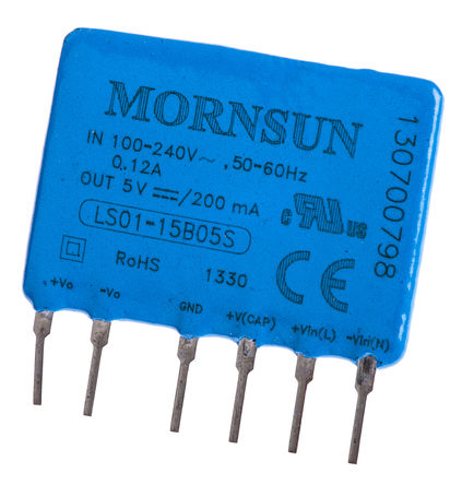 RS Pro - LS01-15B05S - RS Pro 1W  ǶʽģʽԴ SMPS LS01-15B05S, 100  400 V dc, 85  264 V ac, 5V dc, 200mA, 66%Ч, ΢ͷװ		