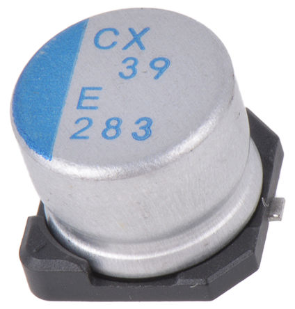 Nichicon - PCX1E390MCL1GS - Nichicon CX ϵ 25 V 39F SMD ۺ ۺ PCX1E390MCL1GS, 20%ݲ, 55m(ֵ), +125C, 5101-1װ		