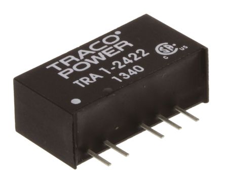 TRACOPOWER - TRA 1-2422 - TRACOPOWER TRA 1 ϵ 1W ʽֱ-ֱת TRA 1-2422, 21.6  26.4 V ֱ, 12V dc, 42mA, 1kV dcѹ, 87%Ч, SIPװ		