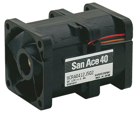 Sanyo Denki - 9CRA0412K501 - Sanyo Denki CR ϵ 21.6W 12 V  9CRA0412K501, 57m3/h, 13000 rpm, 17000 rpm, 40 x 40 x 56mm		