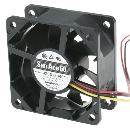 Sanyo Denki - 9S0612H4011 - Sanyo Denki S ϵ 1.32W 12 V ֱ  9S0612H4011, 34.8m3/h, 3900rpm, 60 x 60 x 25mm		