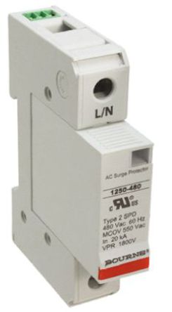 Bourns - 1250-1S-480 - Bourns 1250 ϵ 600 V  50kA 1  1250-1S-480, DIN 찲װ, 18 x 67 x 90mm		