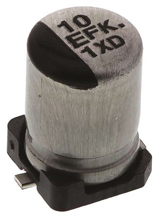 Panasonic - EEEFK1E100R - Panasonic FK SMD ϵ 25 V ֱ 10F SMD  EEEFK1E100R, ±20%ݲ, 1.35(ֵ), +105°C, Bװ		