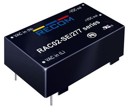 Recom - RAC02-12SE/277 - Recom 2W  ǶʽģʽԴ SMPS RAC02-12SE/277, 120  430 V dc, 85  305 V ac, 12V dc, 167, 73%Ч		