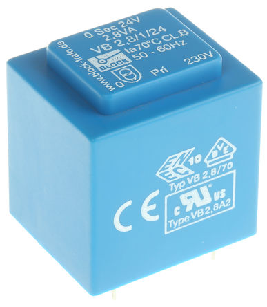 Block - VB 2,8/1/24 - Block ͨ PCB ѹ VB 2,8/1/24, 230V acѹ, 24V acμѹ, 2.8VA, 50  60 HzΧ		