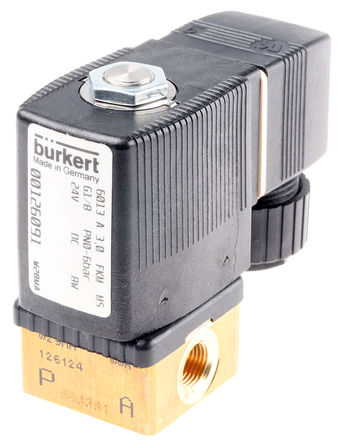 Burkert - 126091 - Burkert 6013 ϵ 2˿ ͭ ŷ 126091, 6 bar, 1/8in˿, NC, 24 V ֱ		