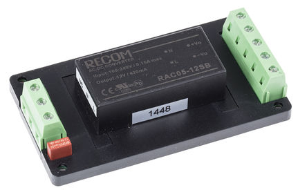 Recom - RAC05-12SB-ST - Recom 5W  ǶʽģʽԴ SMPS RAC05-12SB-ST, 90  264V ac, 12V dc, 420mA, 75%Ч, ܷװ		